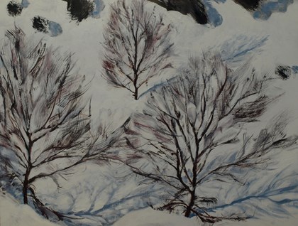 Birches In The Snow, Ben Lawers. Painting By Anne Gilchrist