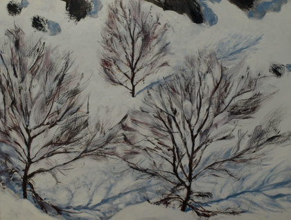 Birches In The Snow, Ben Lawers. Painting By Anne Gilchrist